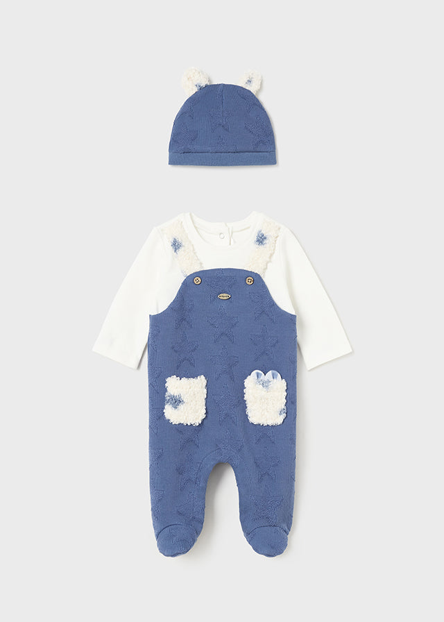 Mayoral Newborn Baby Boy Romper and Hat with Ears