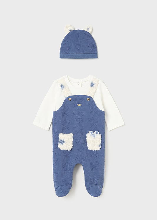 Mayoral Newborn Baby Boy Romper and Hat with Ears