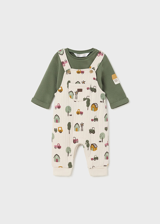 Mayoral Newborn Baby Farm Print Dungarees and T-Shirt Set