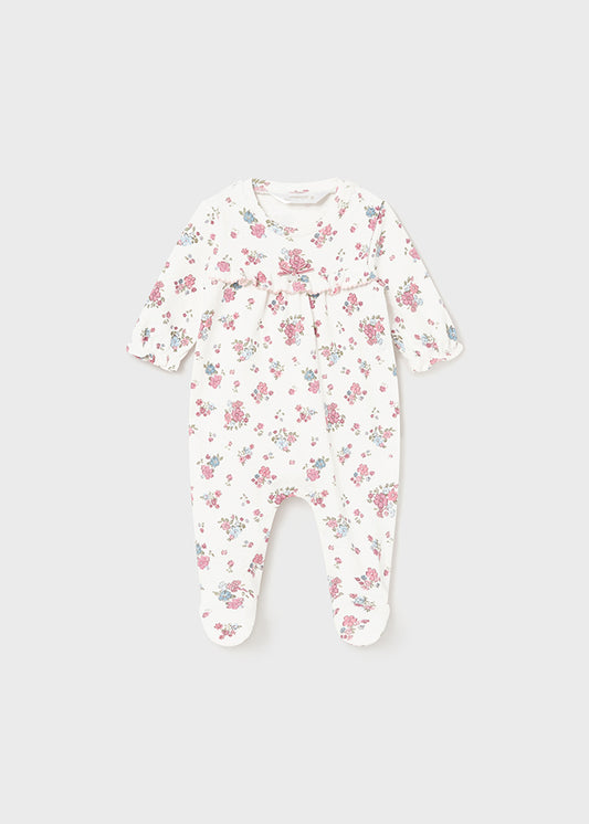 Mayoral Newborn Baby Girls White Pink Floral Babygrow