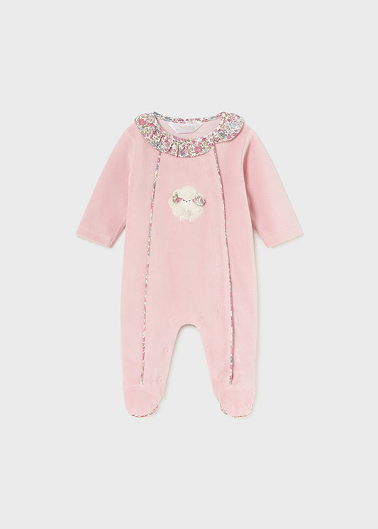 Mayoral Newborn Baby Girls Pink Baby Lamb Romper