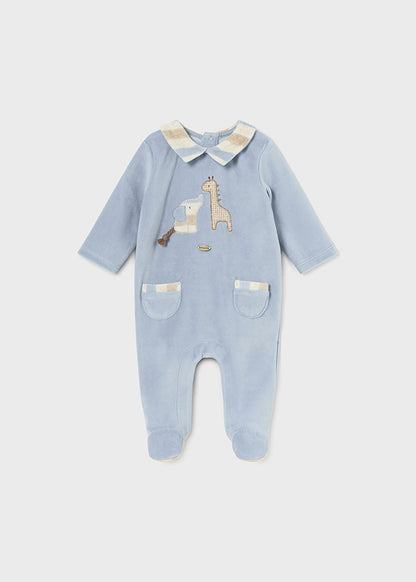 Mayoral Newborn Baby Boy Polar Blue Romper with Collar