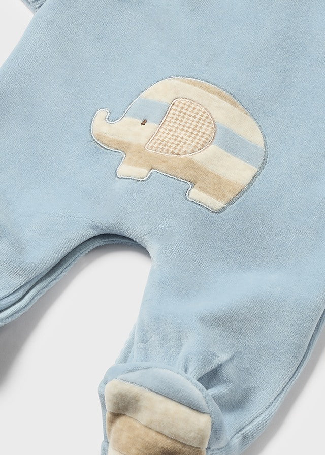 Mayoral Newborn Baby Boy Blue Elephant theme Babygrow