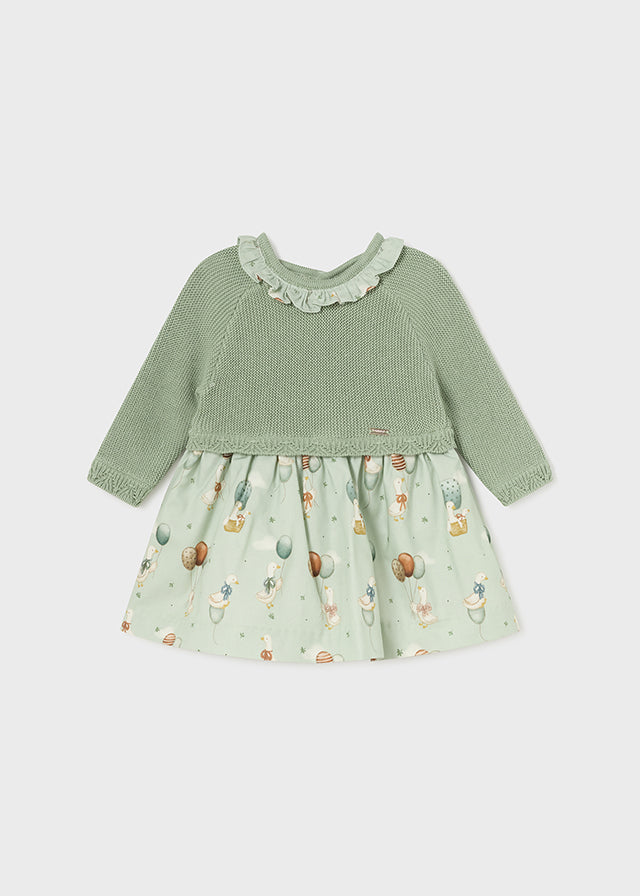 Mayoral Newborn Baby Girls Combined Green Tricot Dress