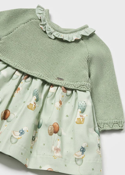 Mayoral Newborn Baby Girls Combined Green Tricot Dress