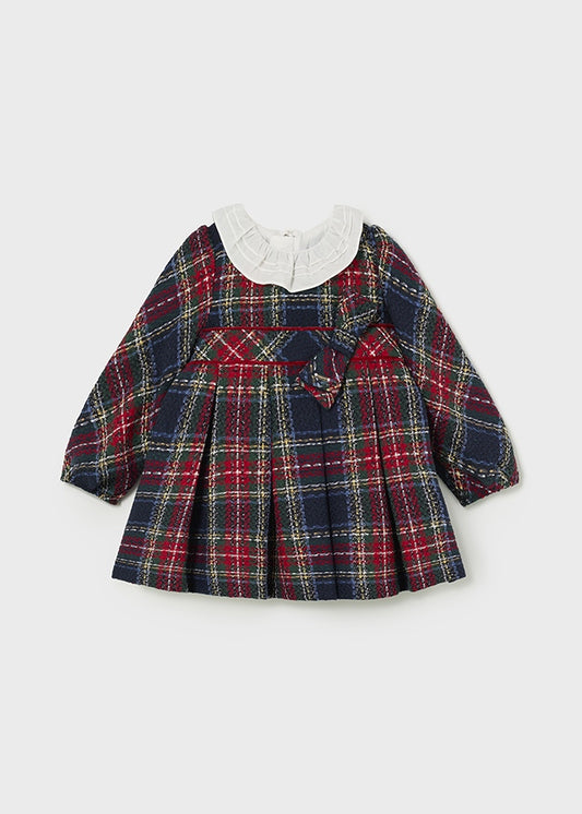 Mayoral Baby Girls Checked Ruffle Neck Dress