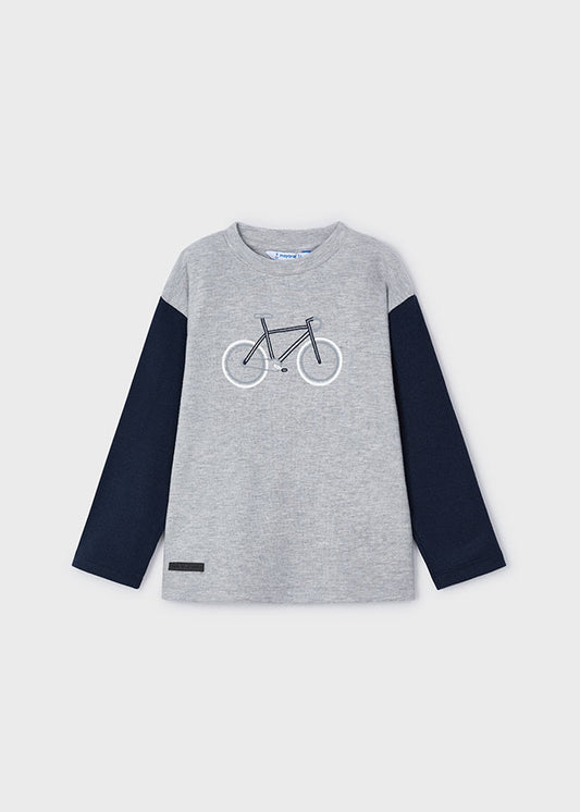 Mayoral Boys Embroidered Bicycle Long Sleeve T-Shirt