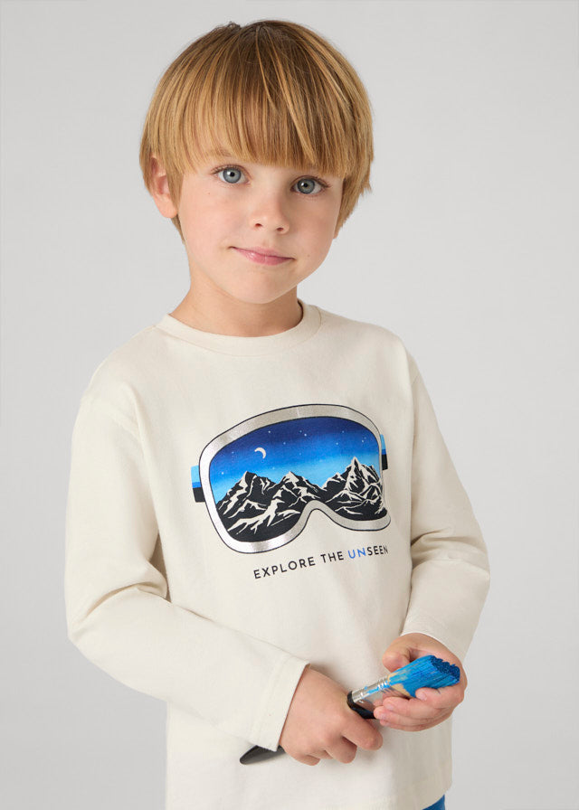 Mayoral Boys Snow Goggles Print Long Sleeve T-Shirt