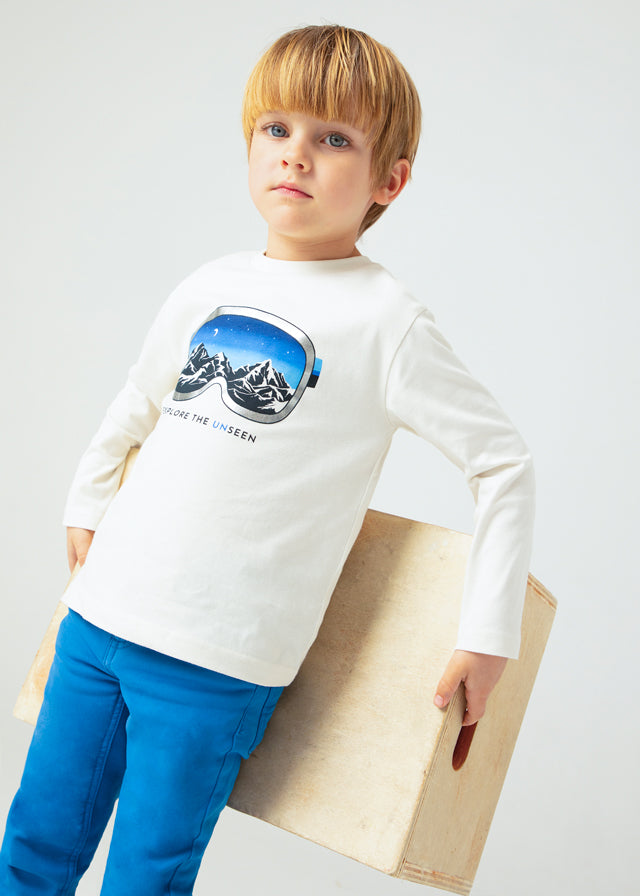 Mayoral Boys Snow Goggles Print Long Sleeve T-Shirt