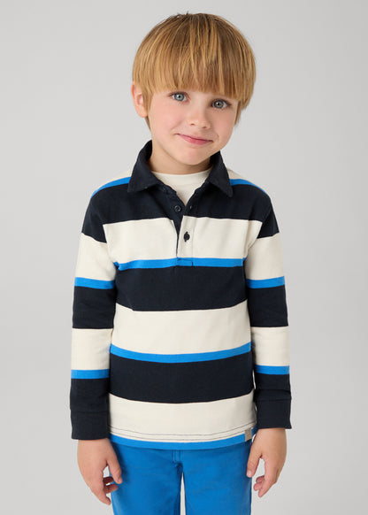 Mayoral Boys Blue Striped Long Sleeve Polo