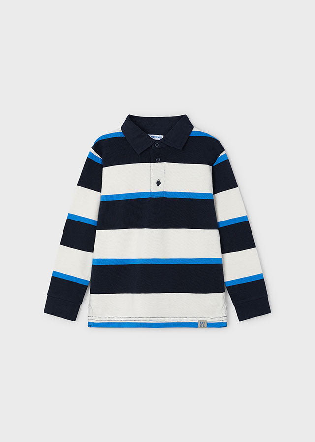 Mayoral Boys Blue Striped Long Sleeve Polo