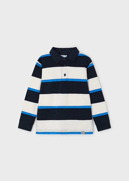 Mayoral Boys Blue Striped Long Sleeve Polo