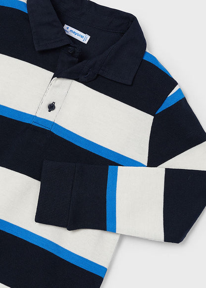 Mayoral Boys Blue Striped Long Sleeve Polo