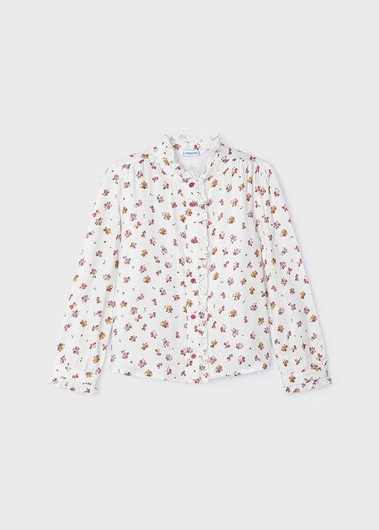 Mayoral Girls Ruffle Print Blouse