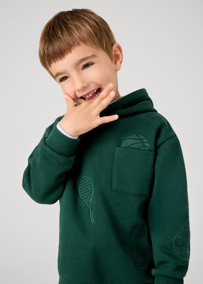 Mayoral Boys Green Sports Embroidered Hoodie