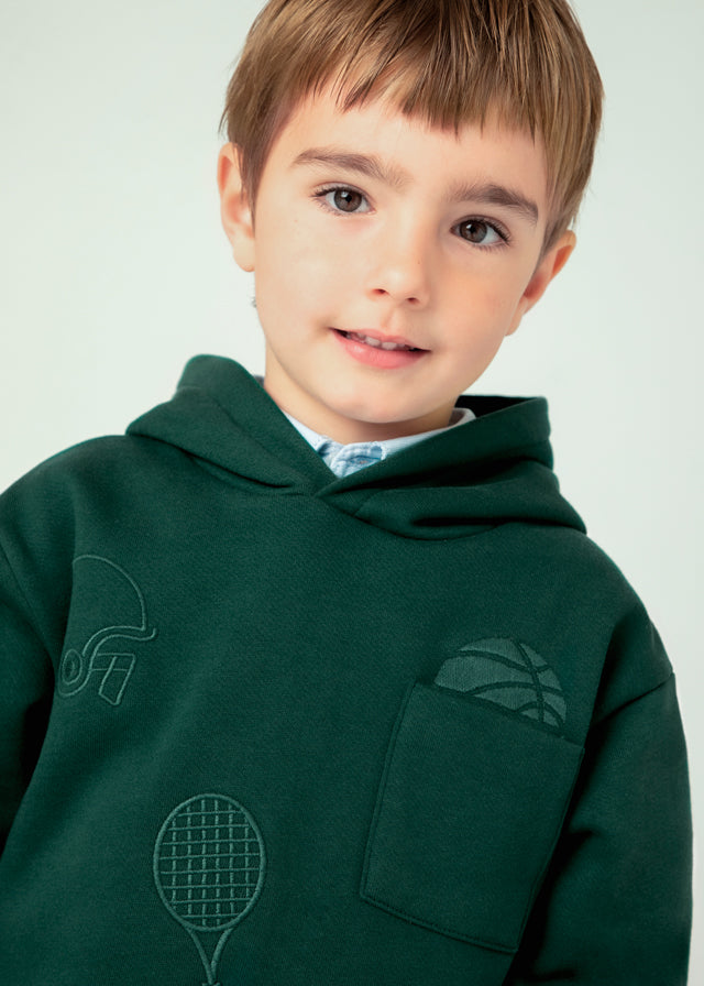 Mayoral Boys Green Sports Embroidered Hoodie