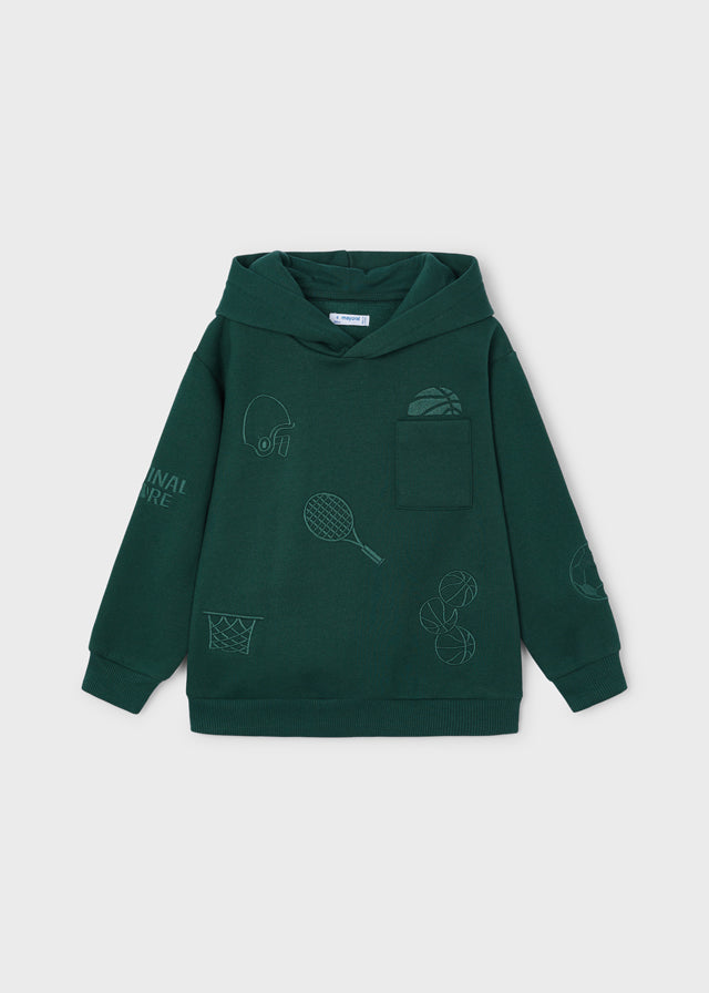 Mayoral Boys Green Sports Embroidered Hoodie