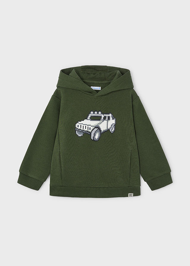 Mayoral Boys Green Embossed Truck Print Hoodie