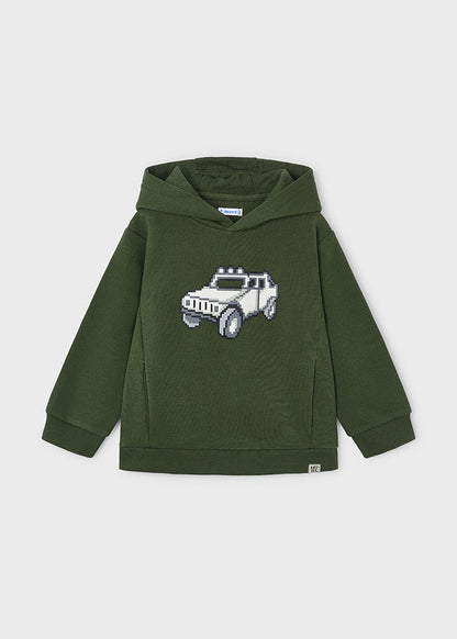 Mayoral Boys Green Embossed Truck Print Hoodie