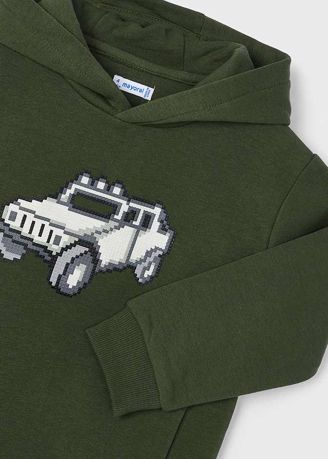 Mayoral Boys Green Embossed Truck Print Hoodie