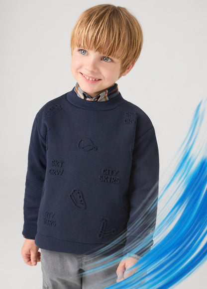 Mayoral Embossed Boys Navy Jumper