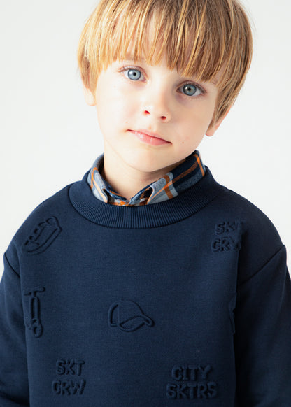 Mayoral Embossed Boys Navy Jumper