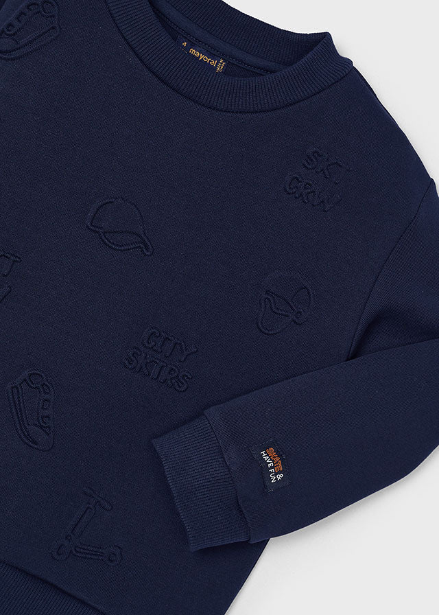 Mayoral Embossed Boys Navy Jumper