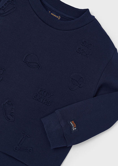 Mayoral Embossed Boys Navy Jumper