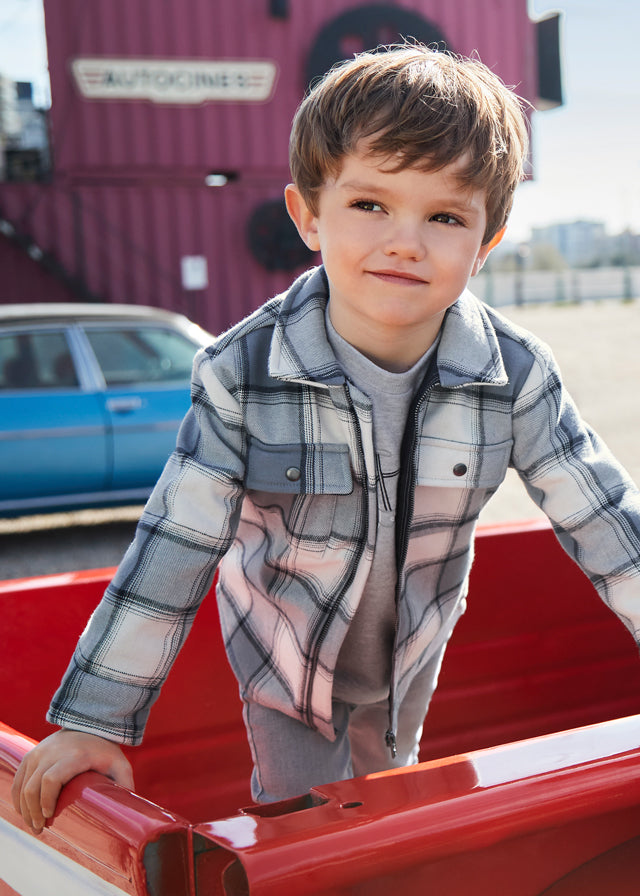 Mayoral Boys Grey Checked Fleece Jacket