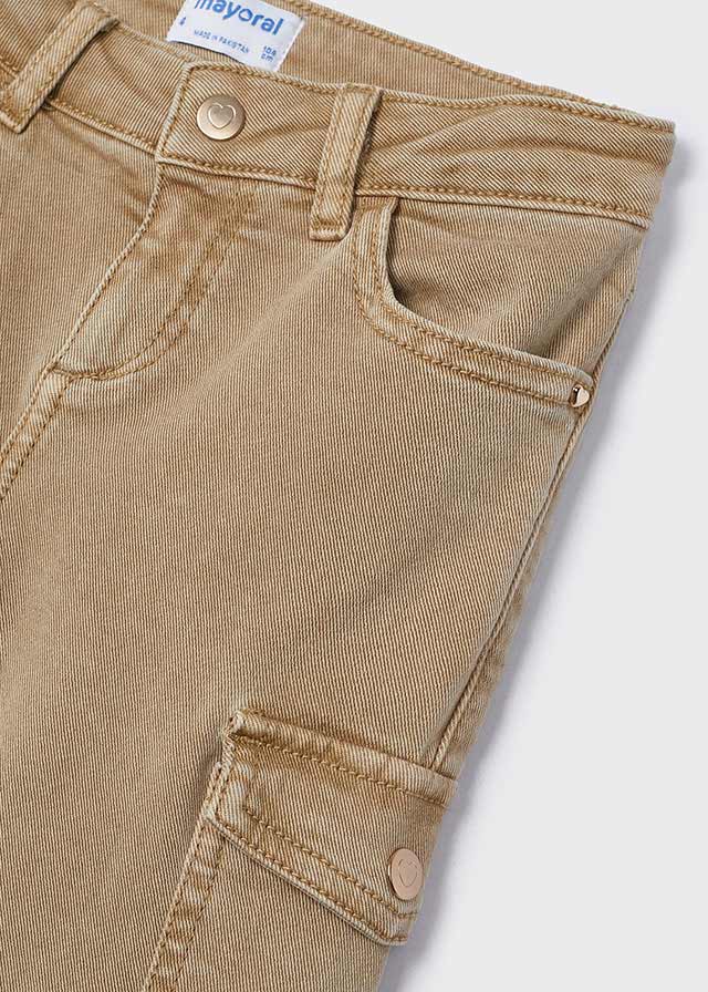 Mayoral Girls Flared Tan Trousers with Pockets