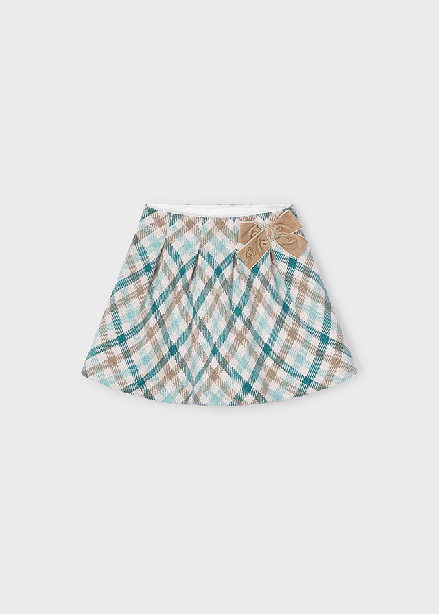 Mayoral Girls Jade Checked Skirt With Bow