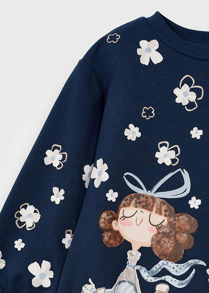 Mayoral Girls Pretty Girl Navy Jumper Dress