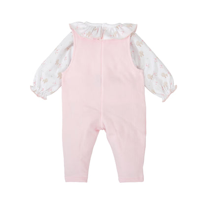 Babidu Baby Girls 100% Cotton Knitted Dungaree Set