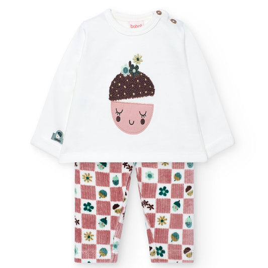 Boboli Baby Girls Acorn 2 piece long sleeve top and leggings Set