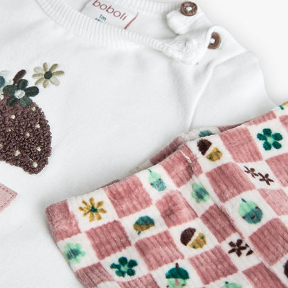 Boboli Baby Girls Acorn 2 piece long sleeve top and leggings Set