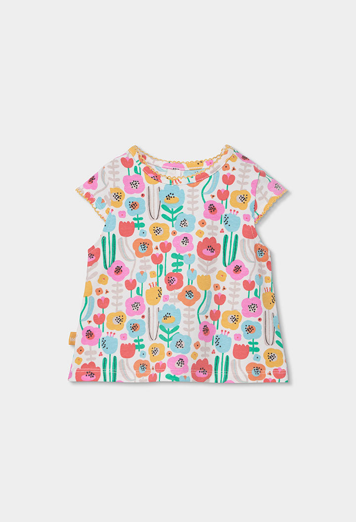 Boboli Baby Girls Denim/Floral Pinafore and Top Set