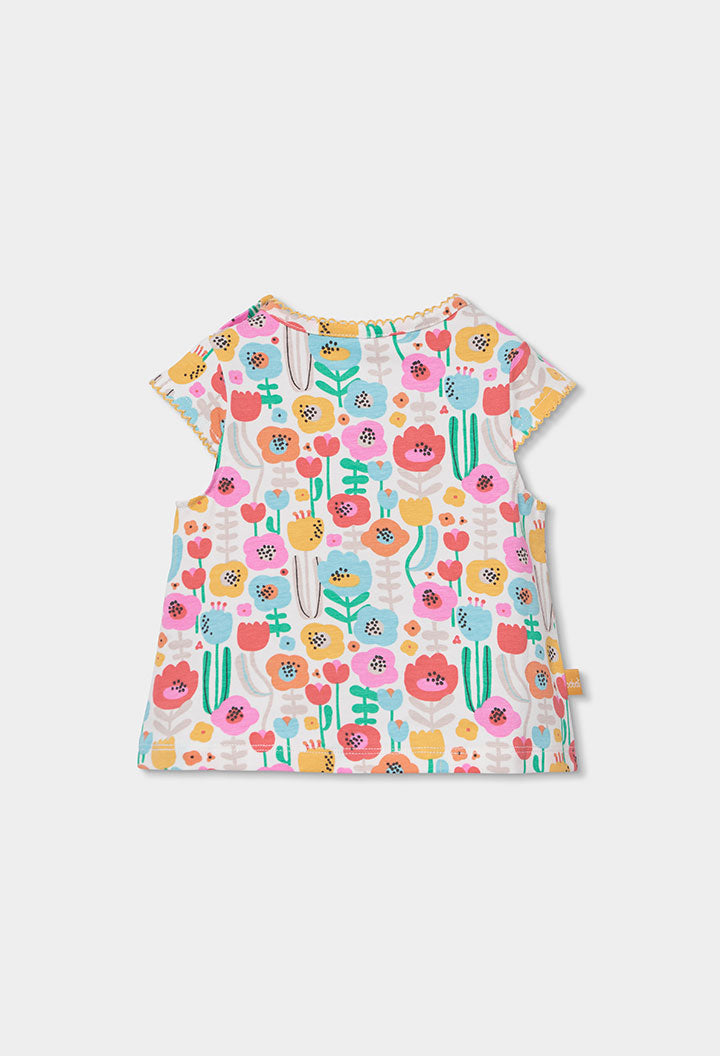 Boboli Baby Girls Denim/Floral Pinafore and Top Set