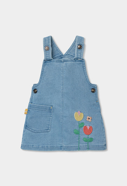 Boboli Baby Girls Denim/Floral Pinafore and Top Set