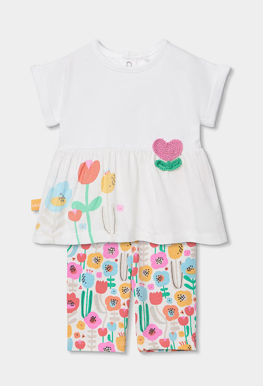 Boboli Baby Girls Floral 2 Piece Top and Leggings Set