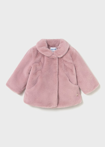 Mayoral Baby Girls Pink Crystal Fur Coat