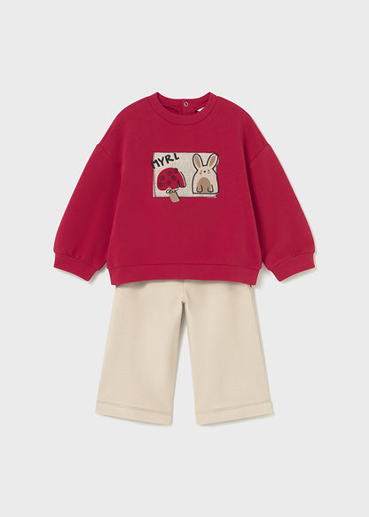 Mayoral Baby Girls Red Jumper and Long Trouser Set