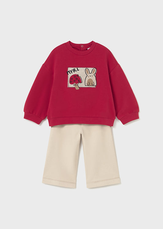 Mayoral Baby Girls Red Jumper and Long Trouser Set