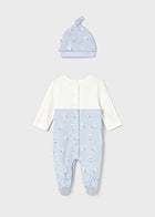 Mayoral Newborn Baby Boy Sky Blue Dunagrees With Hat