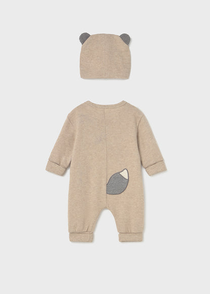 Mayoral Baby Boys Oat Bear Long Bodysuit With Hat