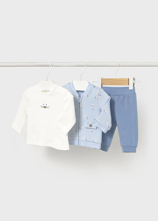 Mayoral Baby Boys Sky Blue Zip-up 3 Piece Tracksuit