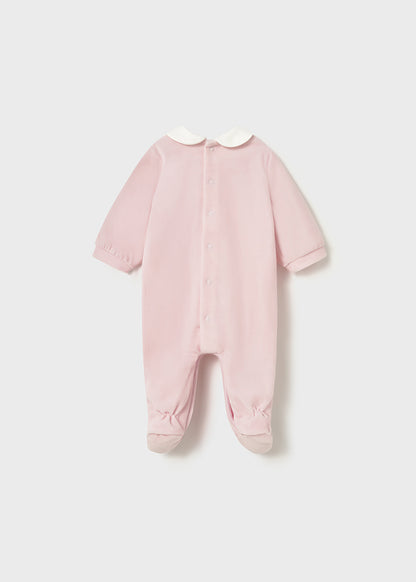 Mayoral Newborn Baby Girls Rose Pink Velour Onesie