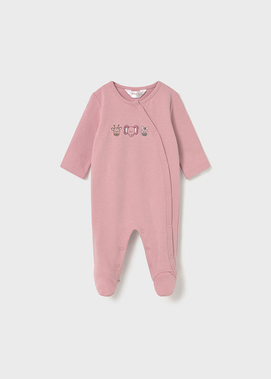 Mayoral Newborn Baby Girl Dust Pink Animal Babygrow