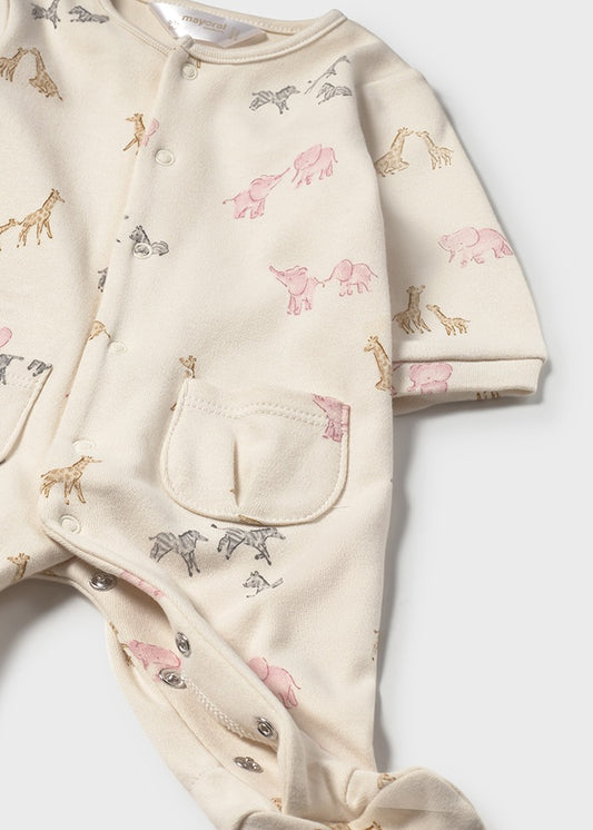 Mayoral Newborn Baby Girl Baby Pink Animal Print Babygrow