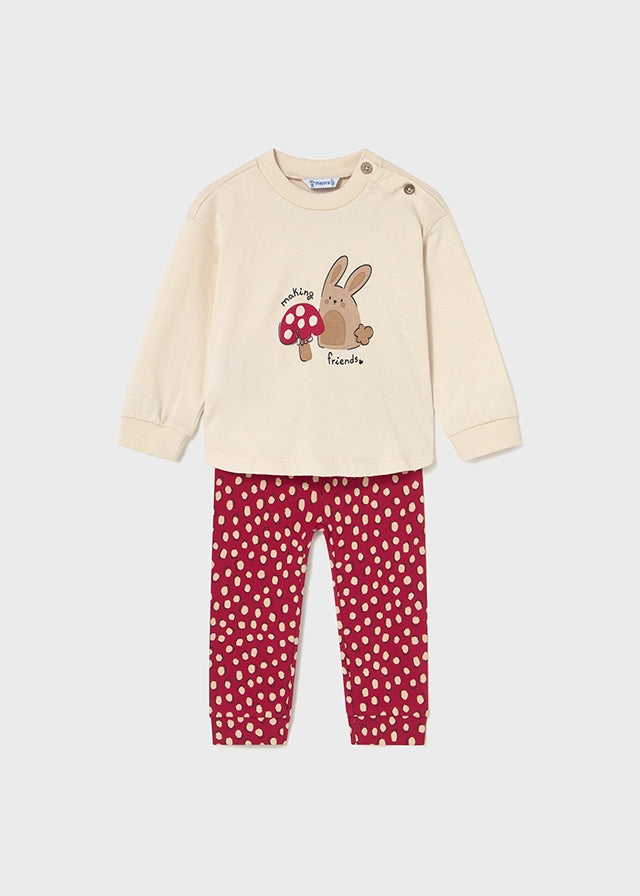 Mayoral Girls Mushroom Jumper with Polka Dot Leggings