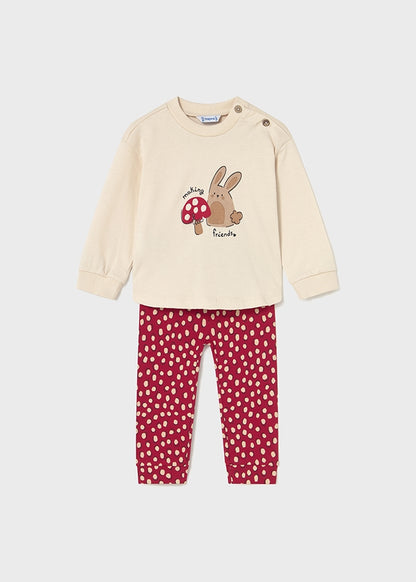 Mayoral Girls Mushroom Jumper with Polka Dot Leggings